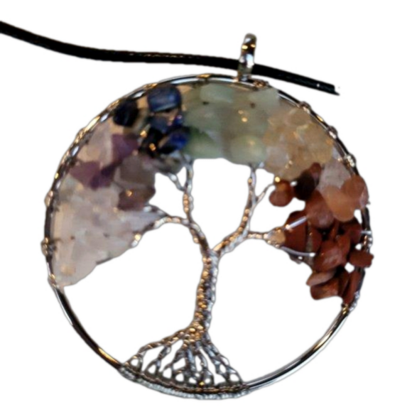 Tree of Life Gemstone Silvertone Setting/Chain in Package, NWOT - Picture 6 of 8